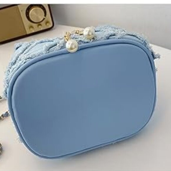 Neiman Marcus Blue Denim Bucket Bag - Picture 9 of 9